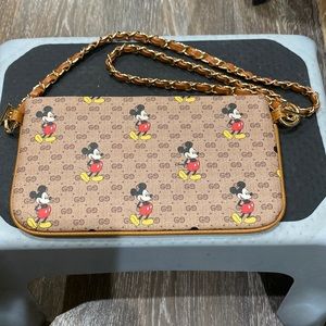 Gucci Brown Mini Bag with Mickey Mouse Print